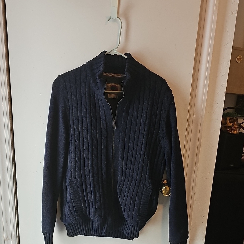 Boston Traders Men's Dark Blue Zip-Up Sweater